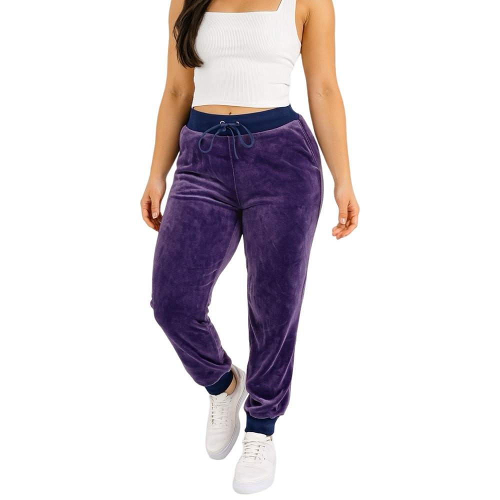 Vintage Juicy Couture Dark Purple Velour Joggers - Size Medium